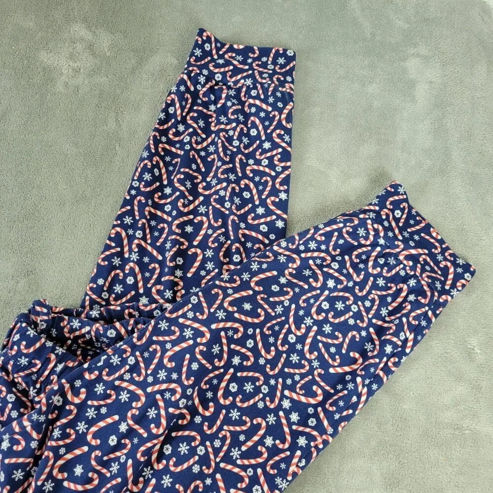 Merry Makers Christmas Pajama Pants Women XL Blue Candy Cane Festive NOV155E